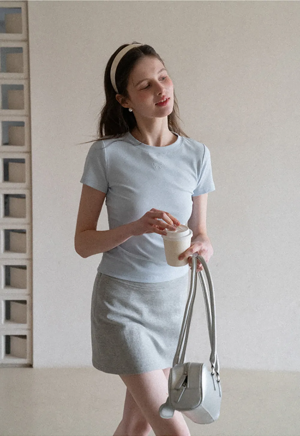 A-line mini skirt with elastic waistband