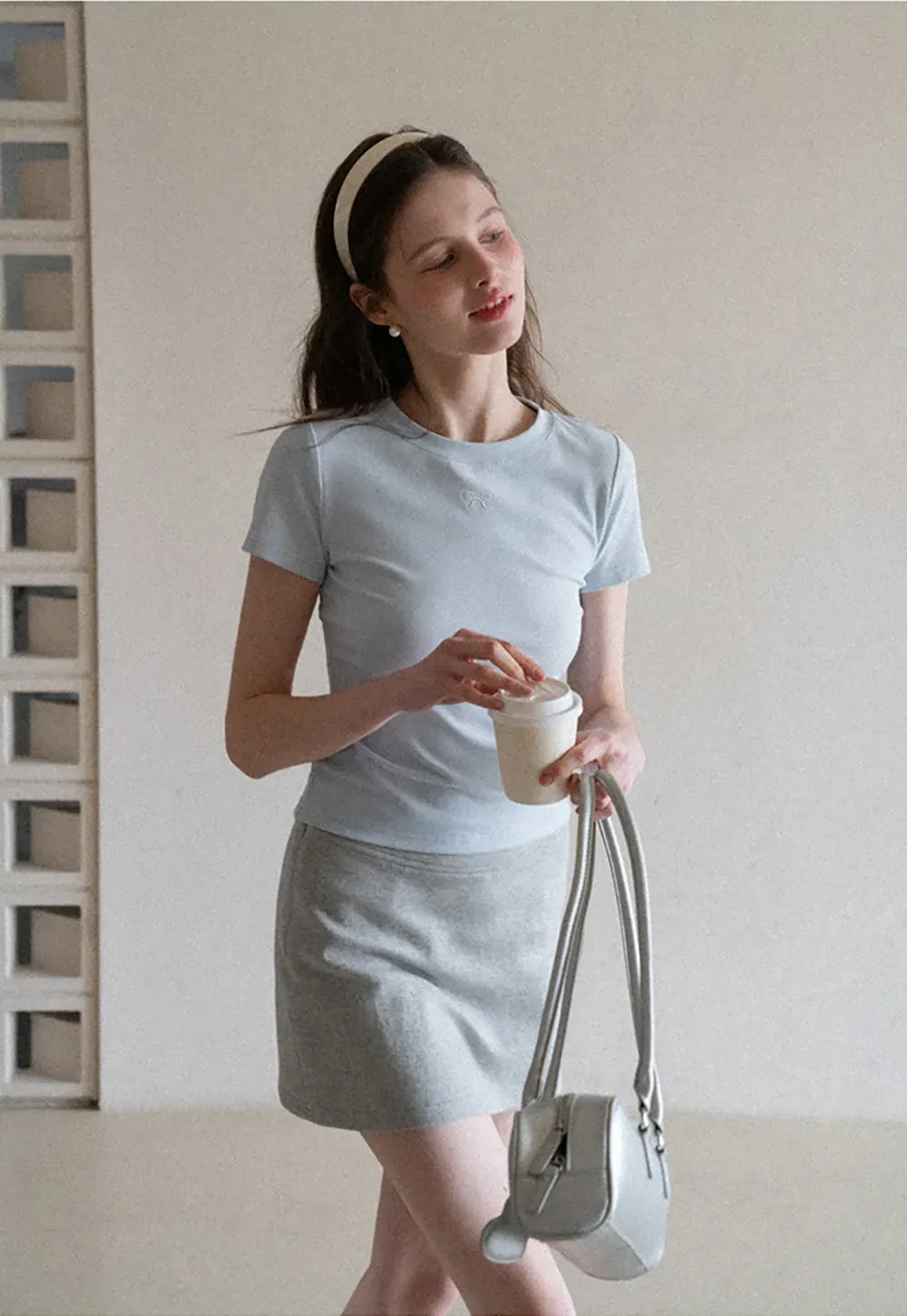 A-line mini skirt with elastic waistband