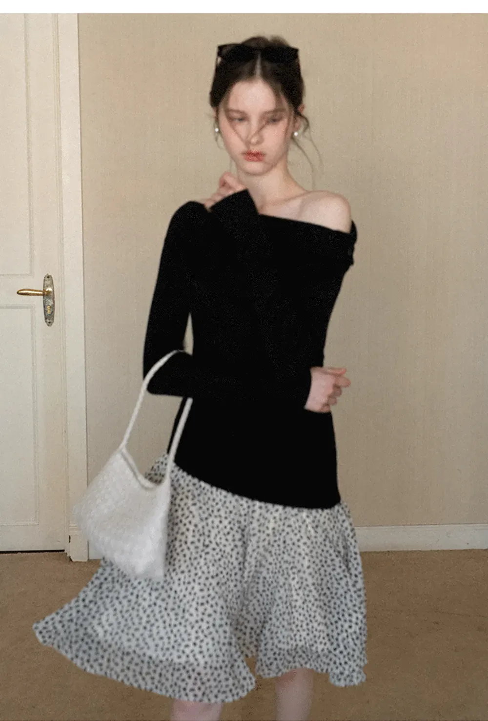 Elegant Off Shoulder Knit Top with Asymmetrical Design