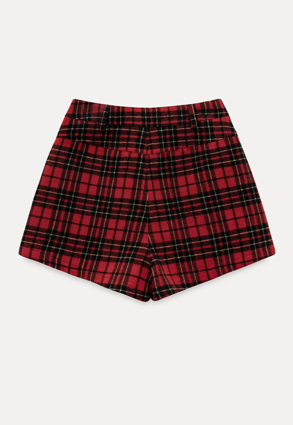 High waist plaid shorts with front pocket design