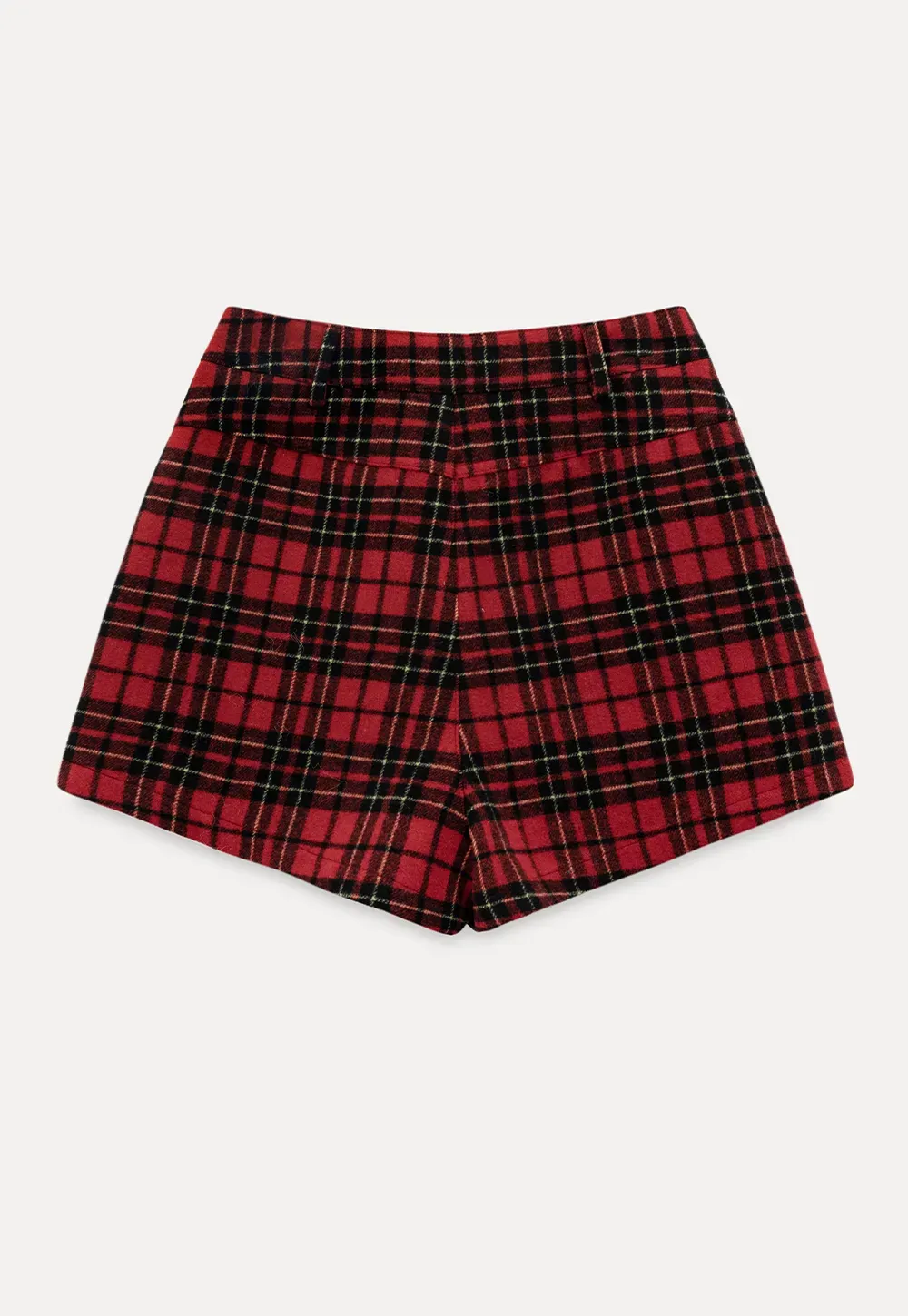 High waist plaid shorts with front pocket design