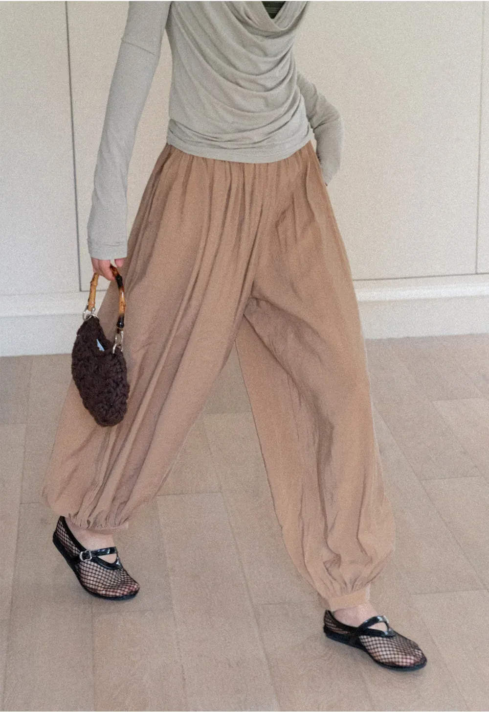 Loose Fit Elastic Waist Wide Leg Pants