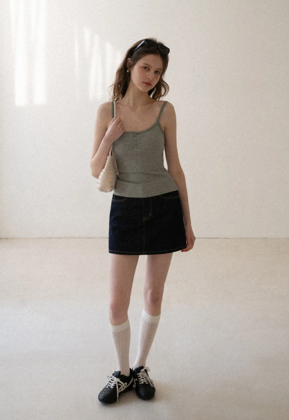 Lace Trim Button Front Tank Top