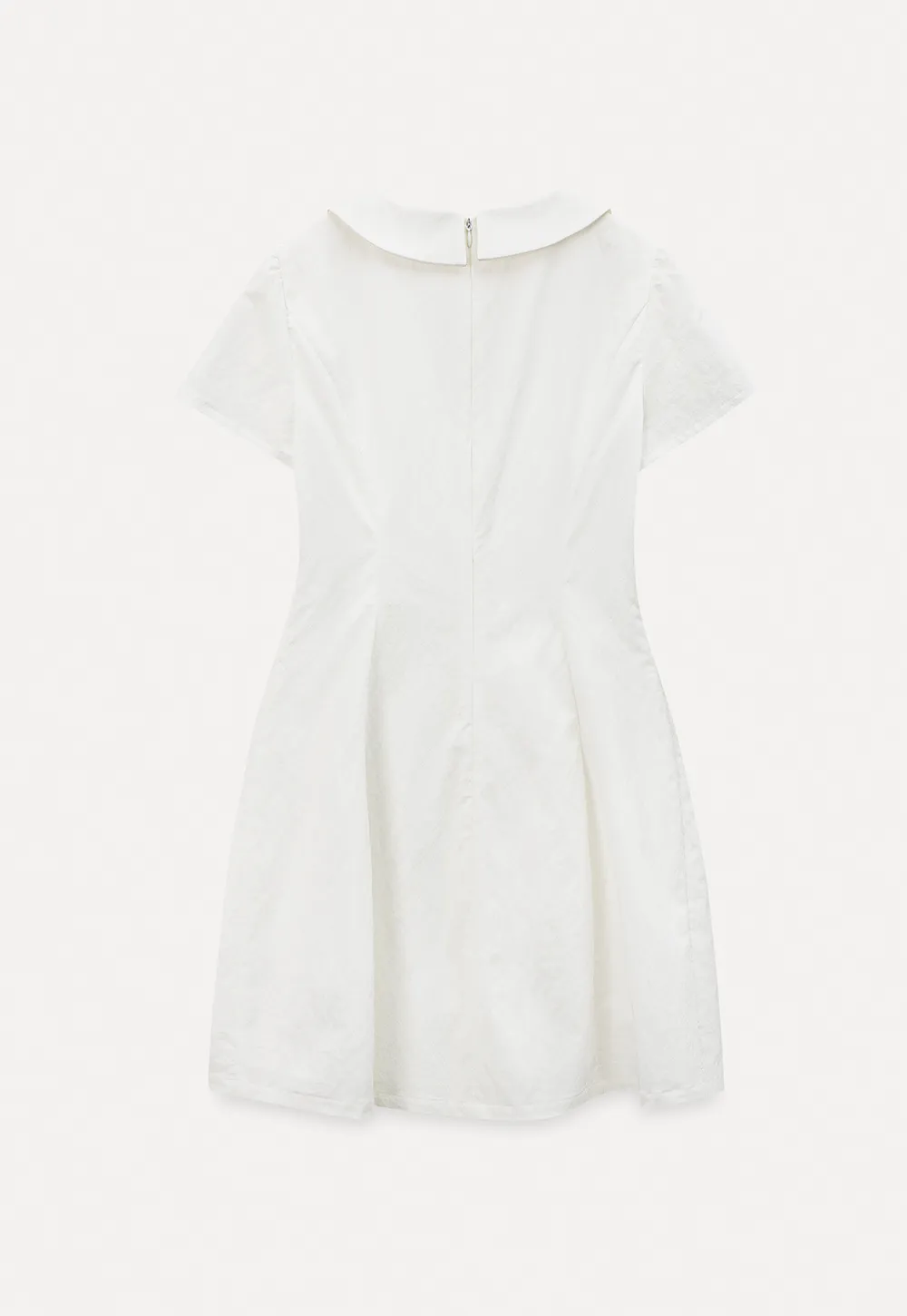 Button Front Dress with Peter Pan Collar and Short Sleeves