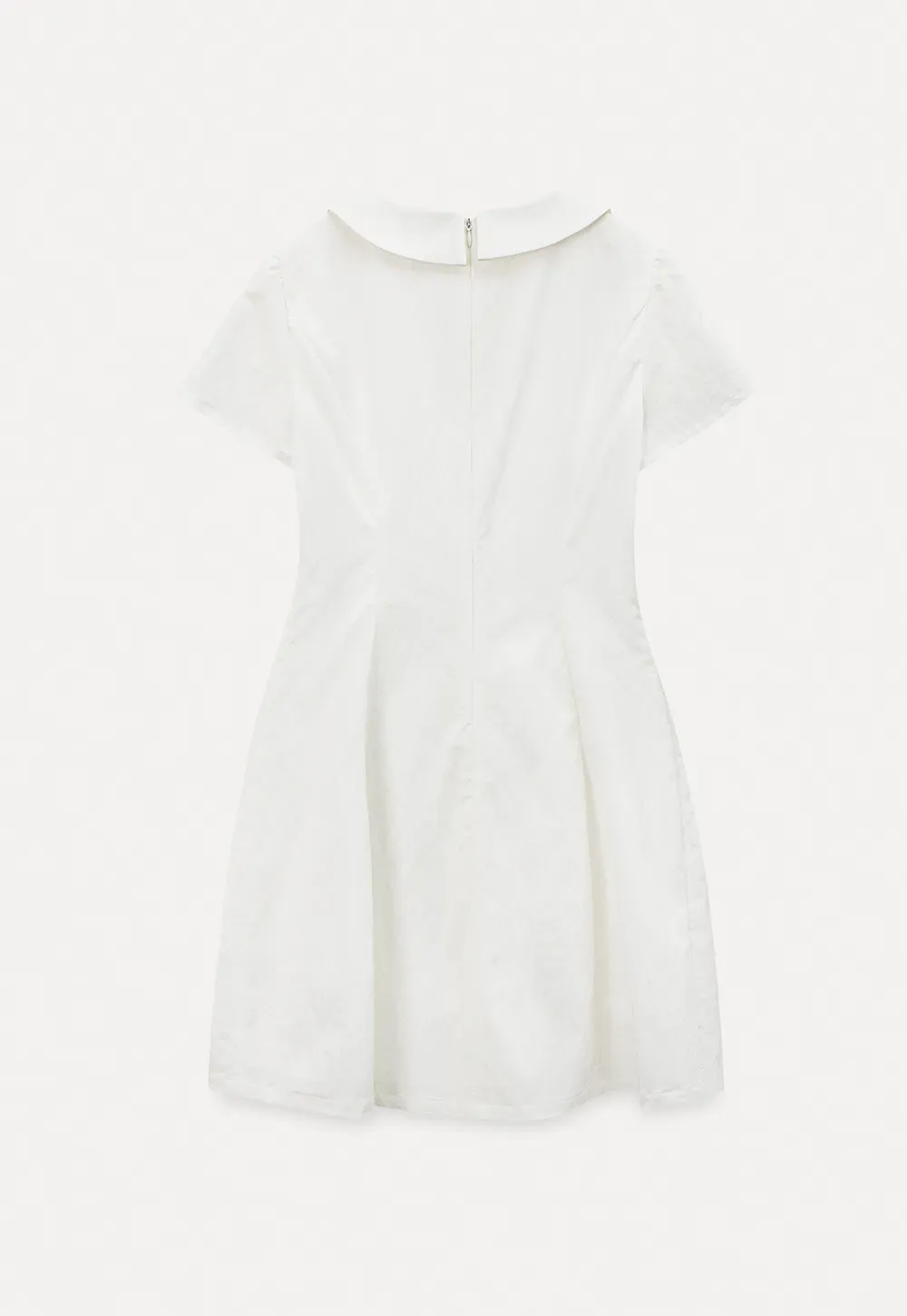 Button Front Dress with Peter Pan Collar and Short Sleeves