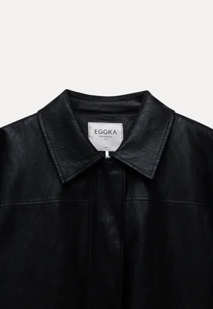 Womens Black Faux Leather Jacke