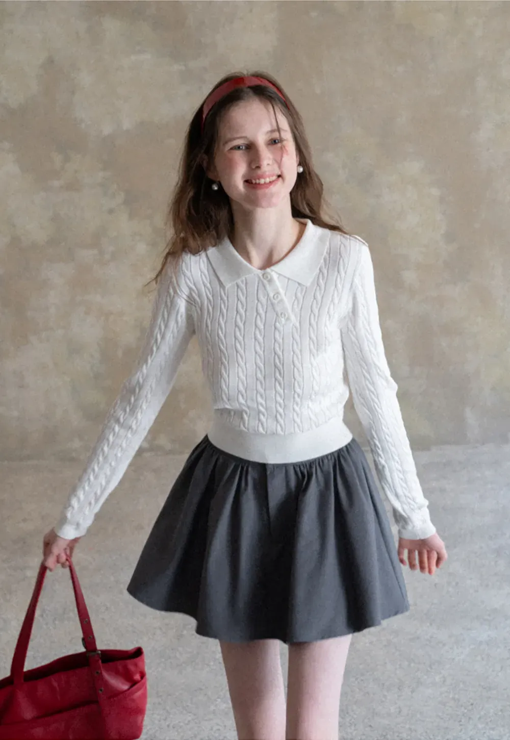 Pleated A-line Mini Skirt with Waistband