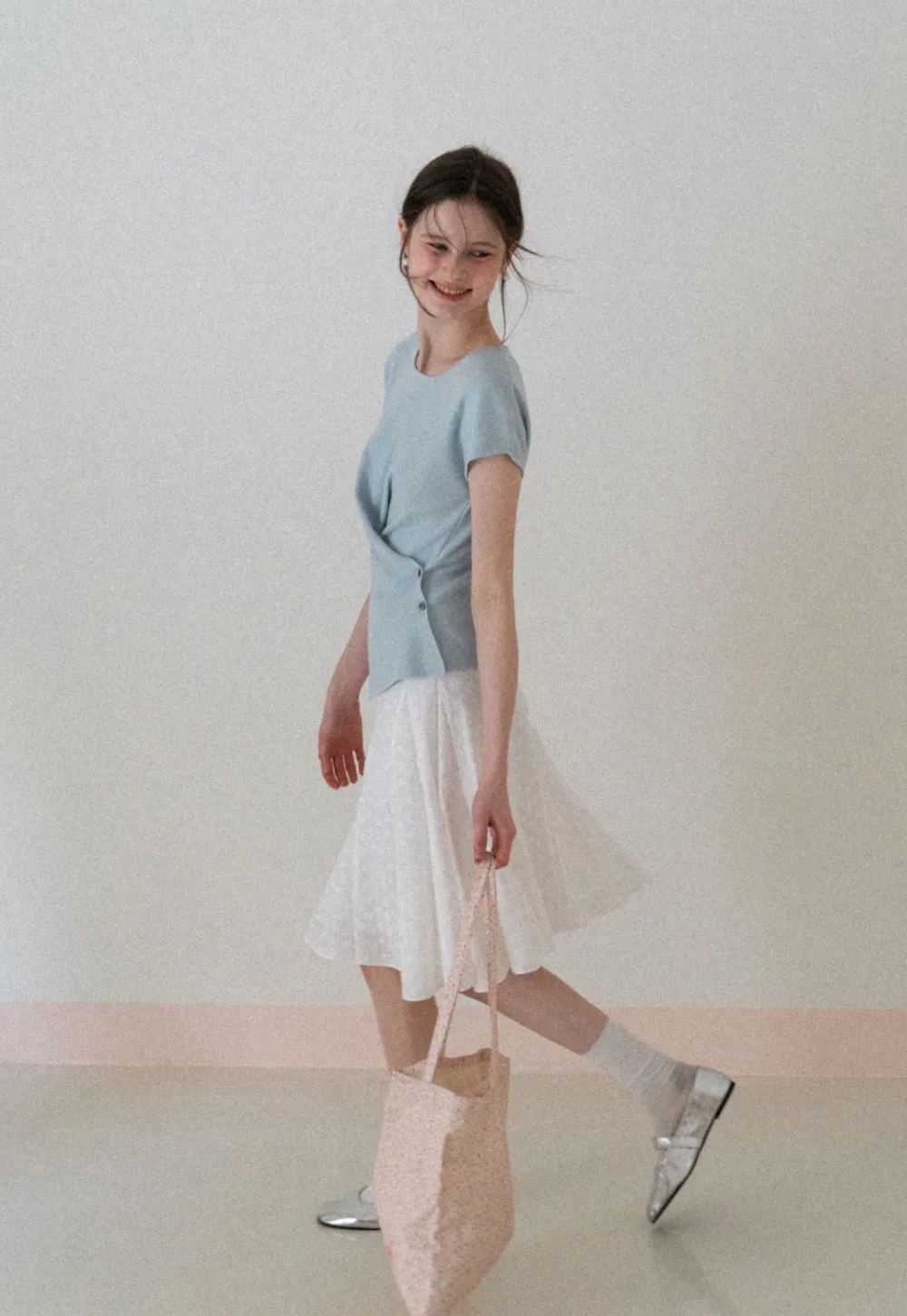 Lightweight Knit Top with Asymmetrical Hem