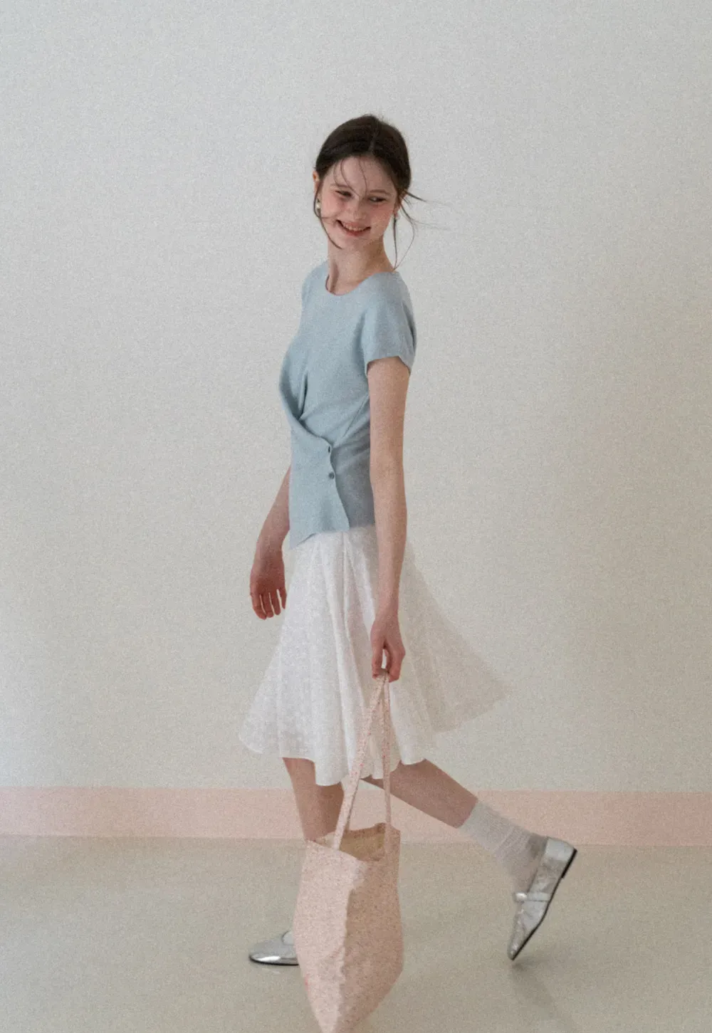 Lightweight Knit Top with Asymmetrical Hem