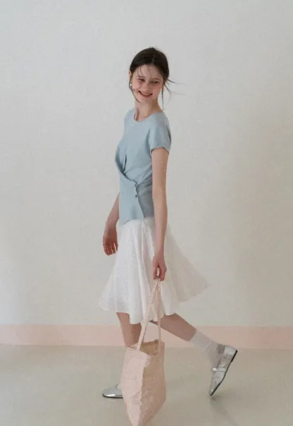 Lightweight Knit Top with Asymmetrical Hem