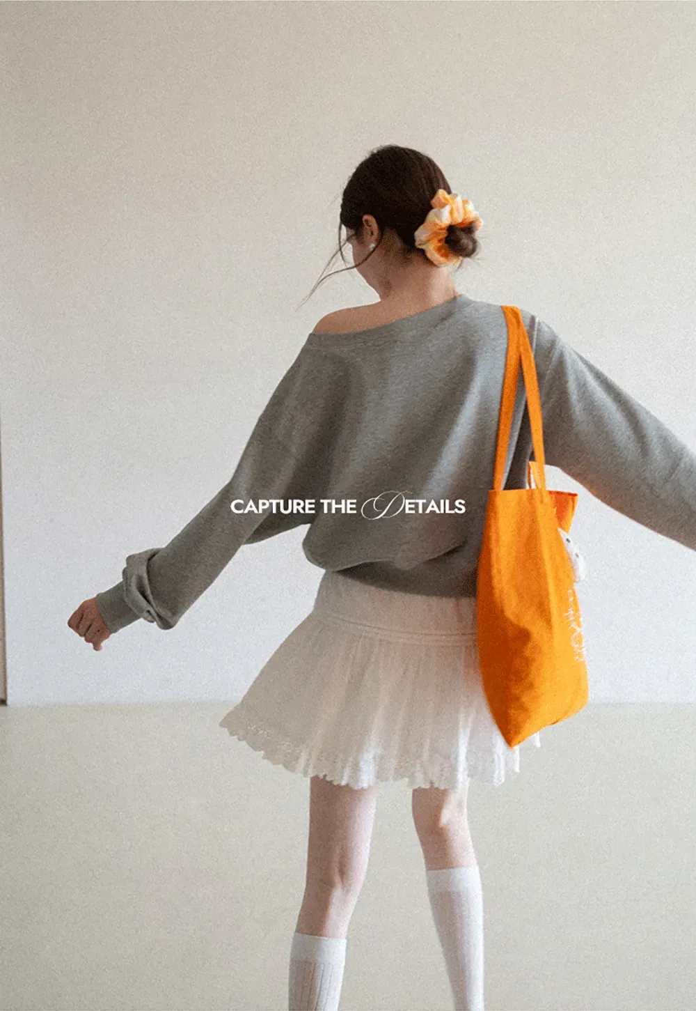 Gray Off Shoulder Sweatshirt with Bold Lettering and Year Print