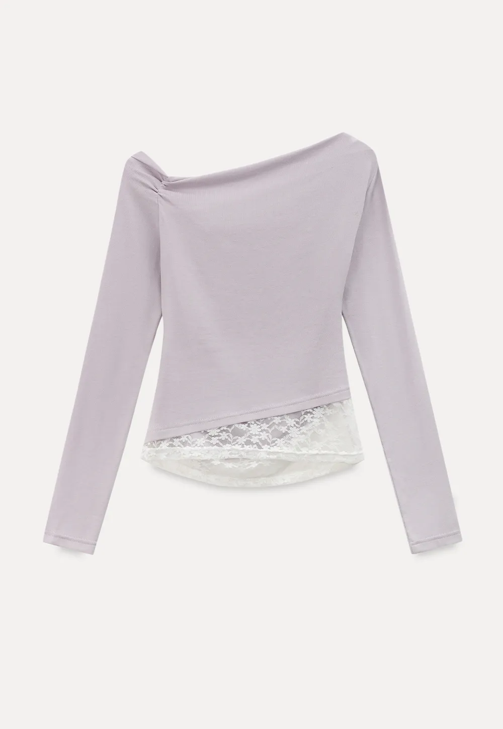 Off shoulder long sleeve top with lace trim