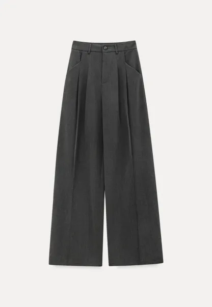 Wide Leg Casual Pants with Front Pleats