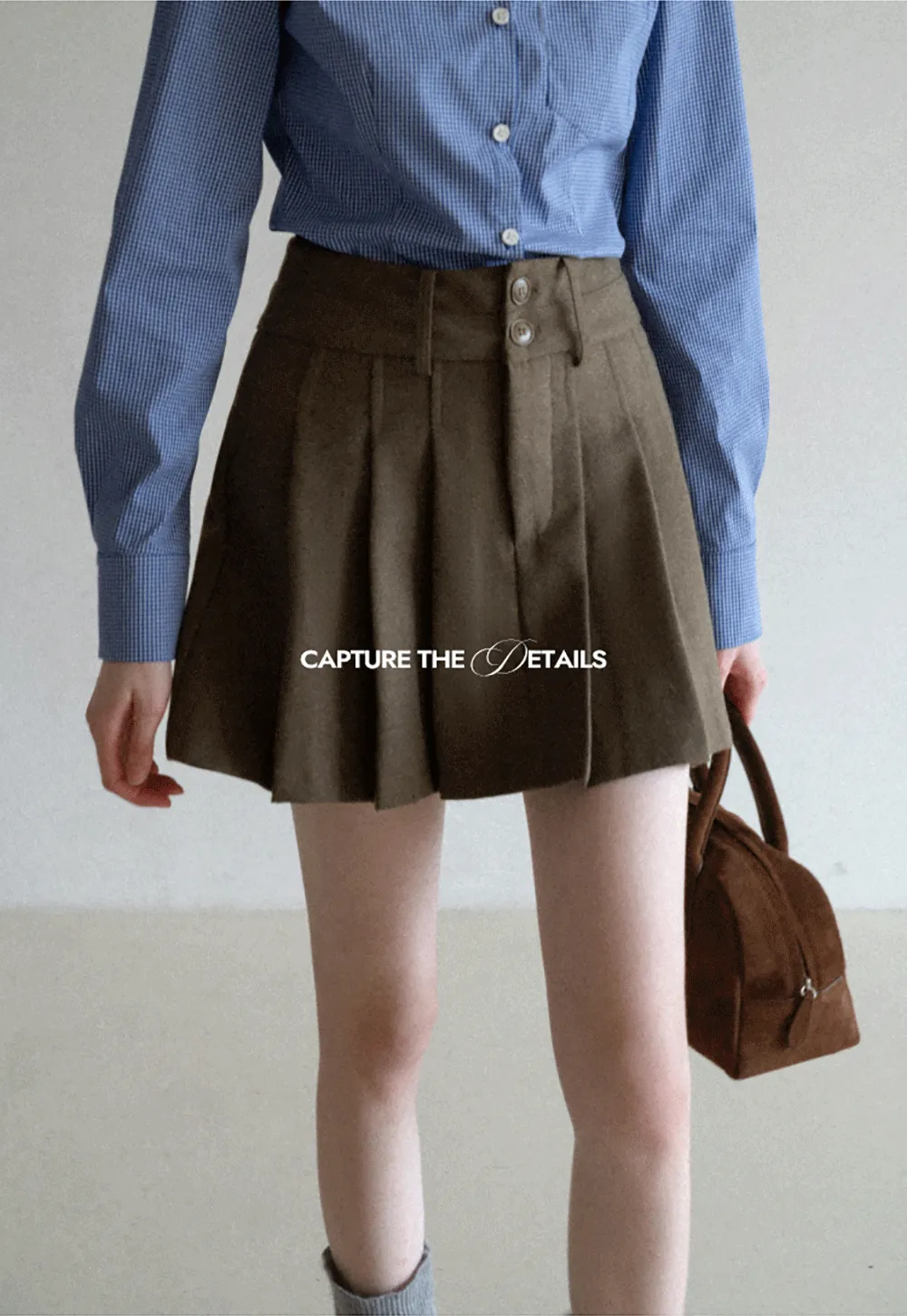 Pleated Mini Skirt with Belt Detail