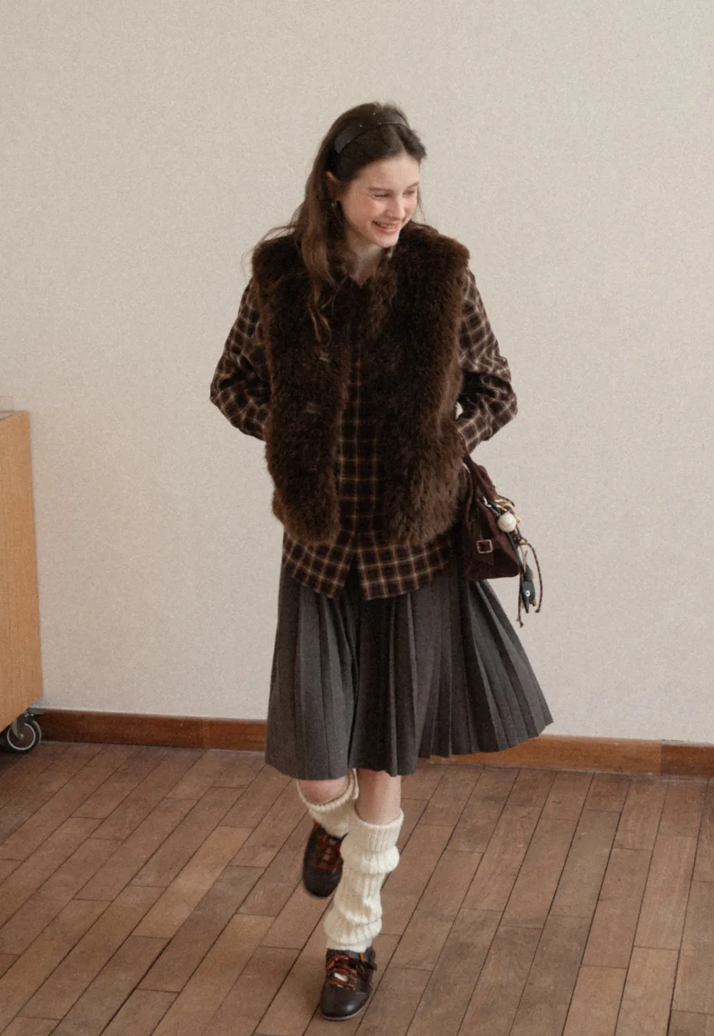 Classic Pleated Skirt in Dark Gray