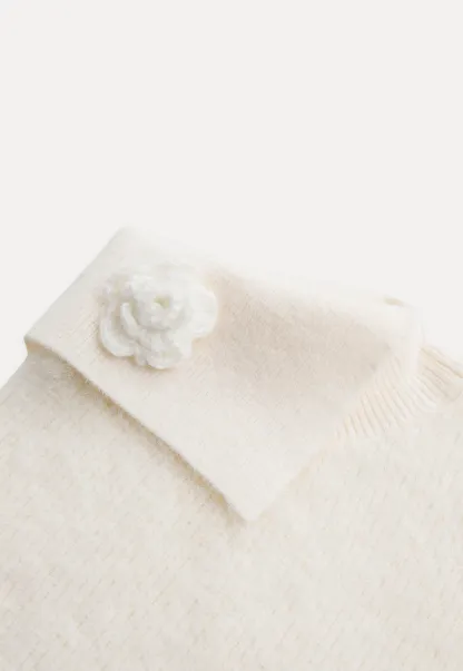 Cozy White Turtleneck Sweater Women Fuzzy Knit Top