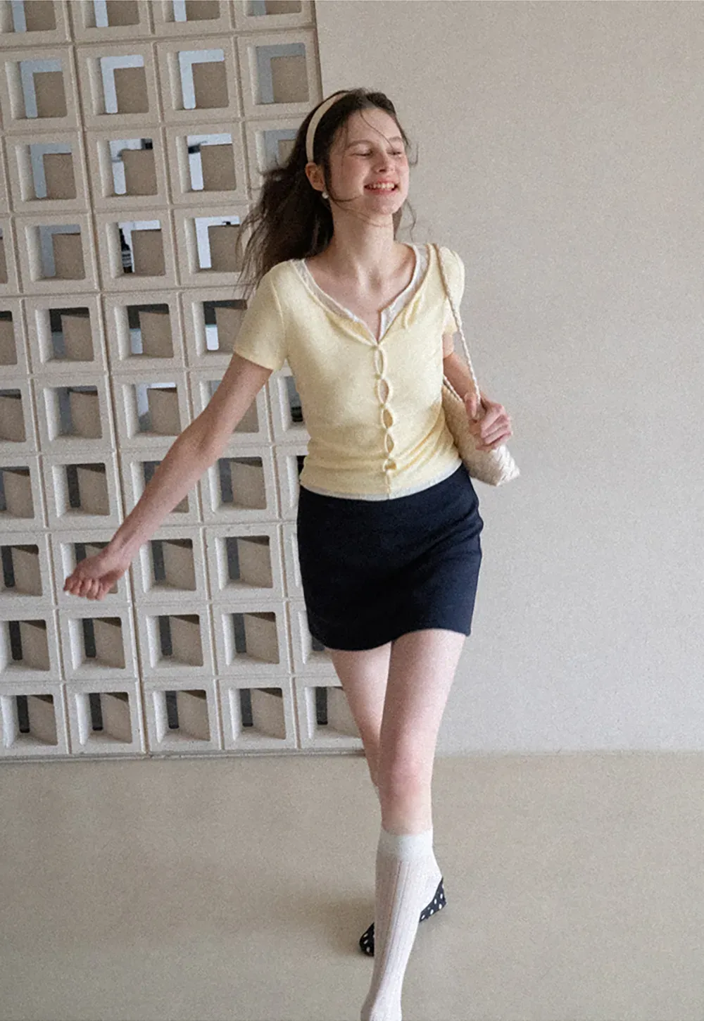 A-line mini skirt with elastic waistband