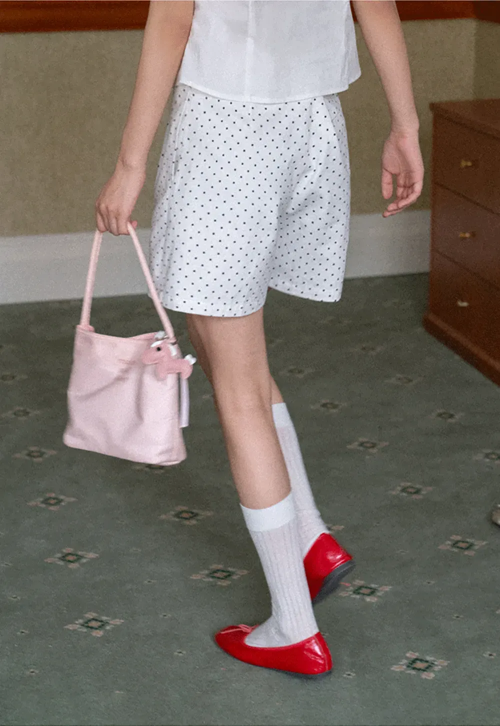 Polka Dot Shorts with Pleated Design