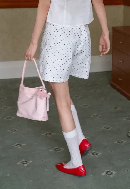 Polka Dot Shorts with Pleated Design