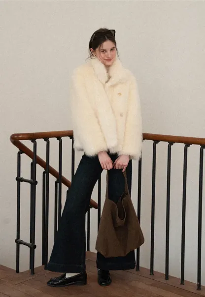 Cable Knit Crop Sweater with Collar