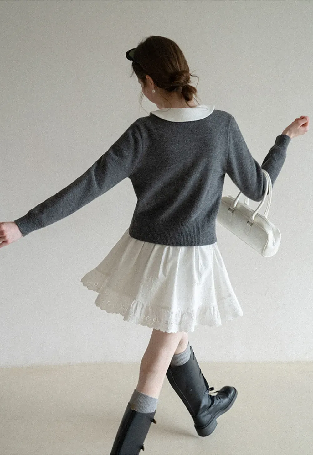 Elegant Cable Knit Cardigan with Bow Detail