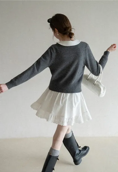 Elegant Cable Knit Cardigan with Bow Detail