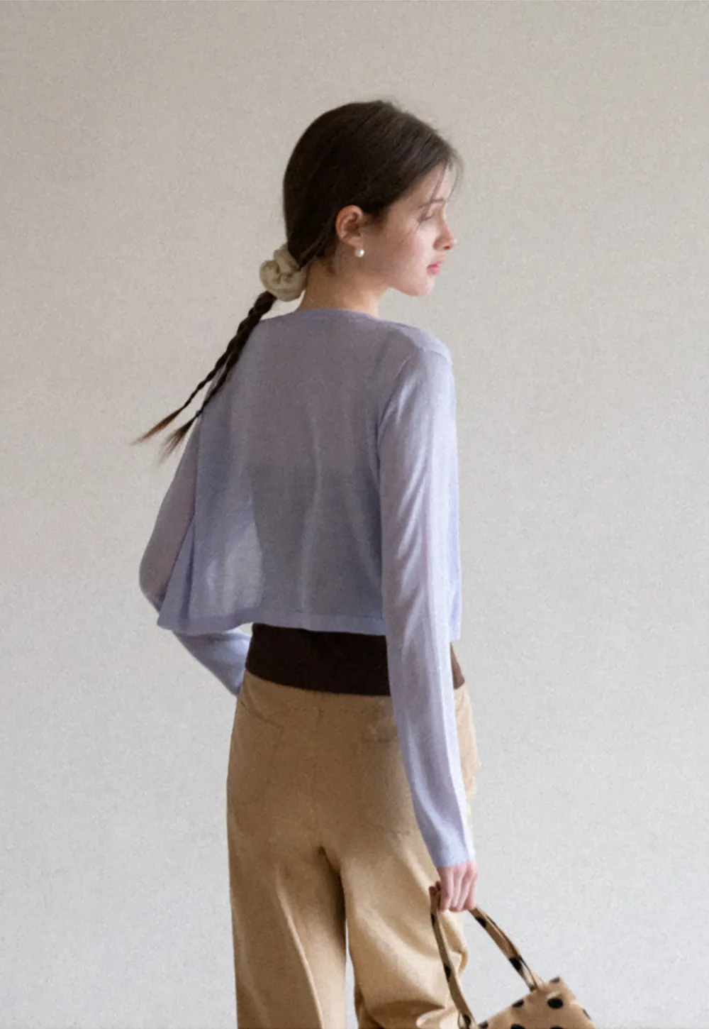 Lightweight Long Sleeve Cropped Knit Top