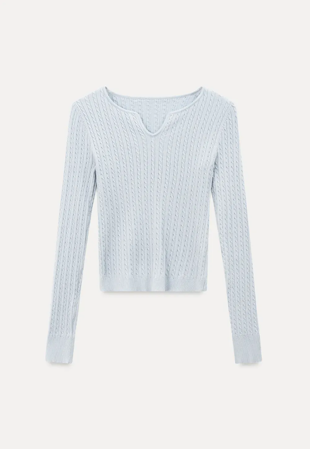 V Neck Cable Knit Sweater Top