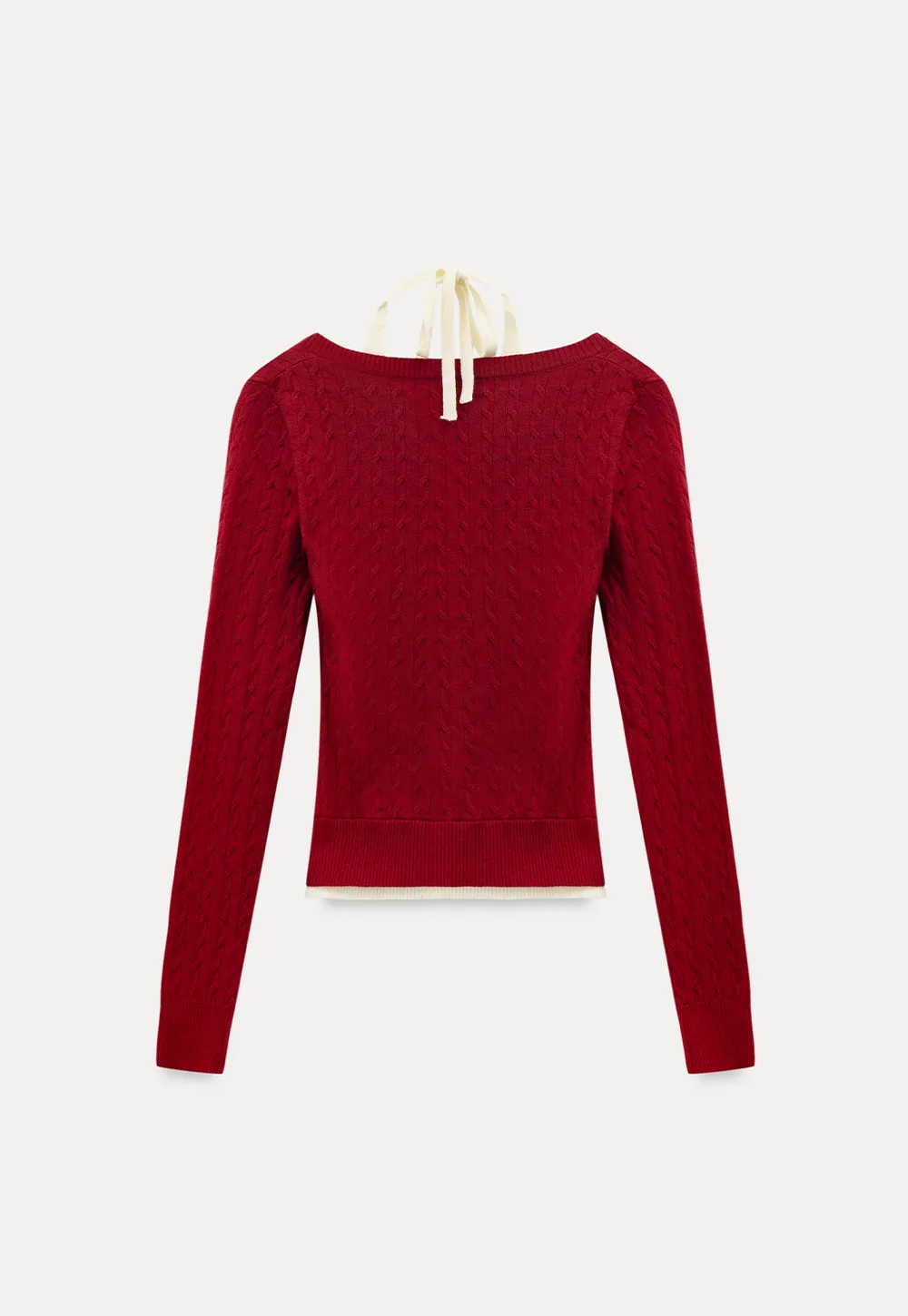 Cable Knit Sweater with Back Tie Detail