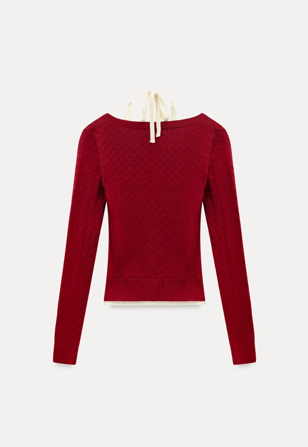 Cable Knit Sweater with Back Tie Detail