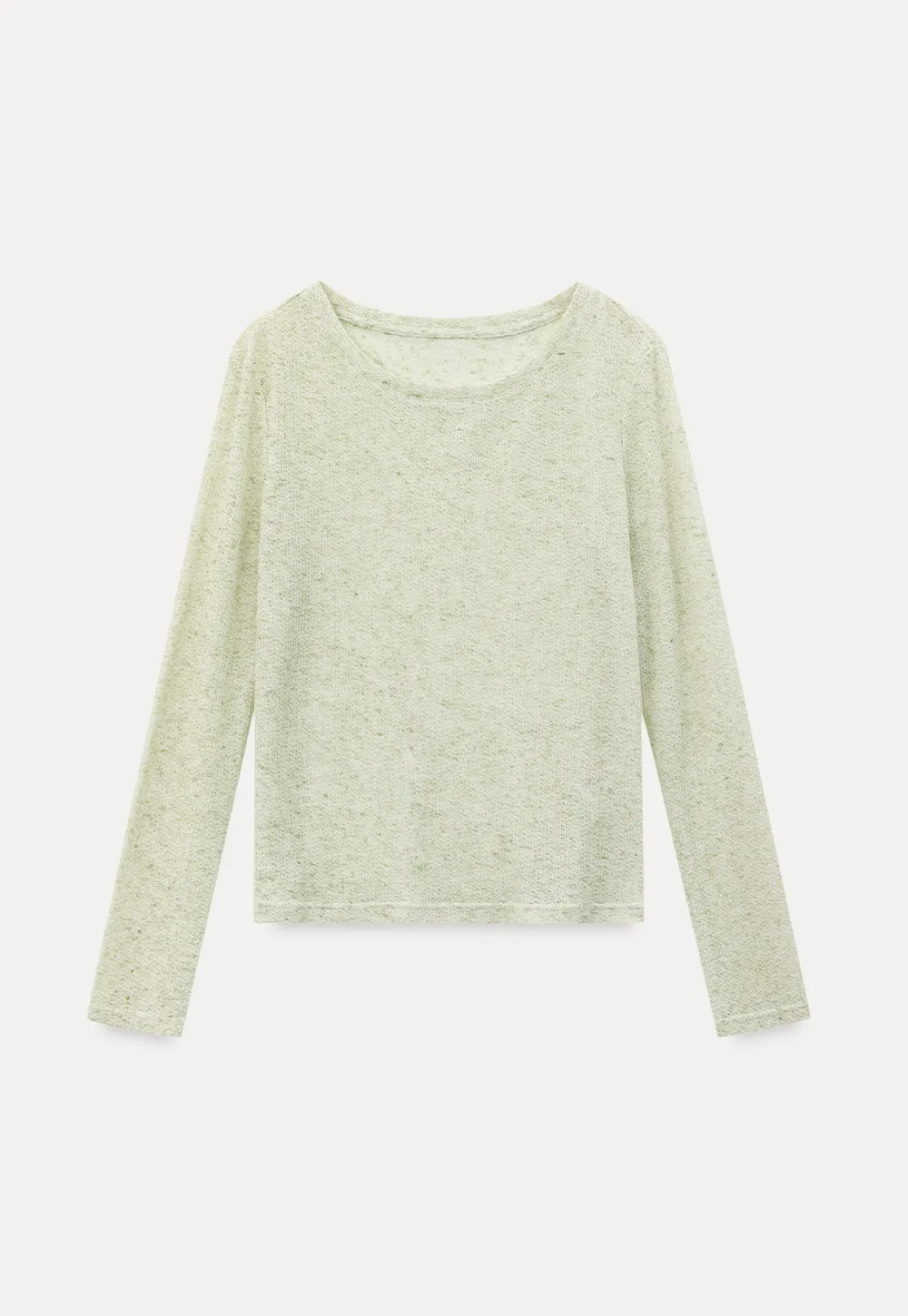 Long sleeve sheer knit top with round neckline