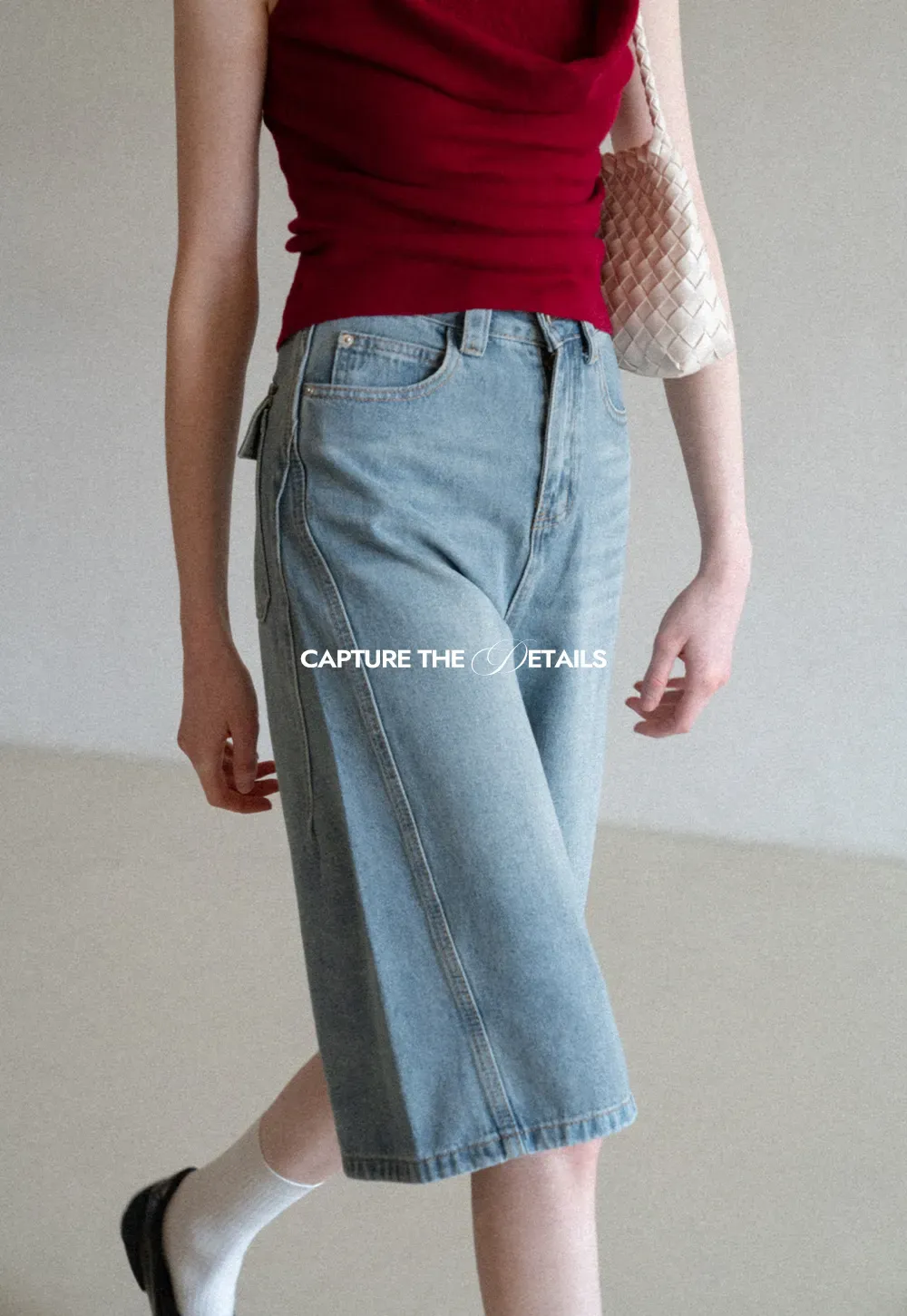 Wide Leg Denim Shorts with Belt and Back Pockets