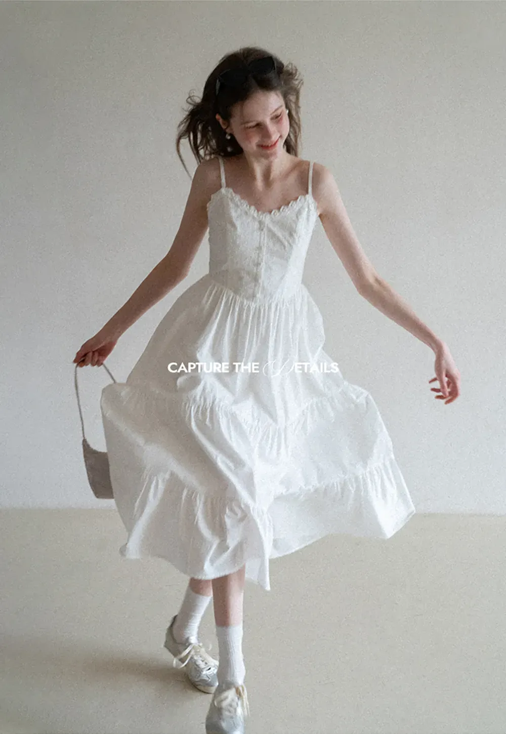 Lace Trimmed Tiered Strap Dress