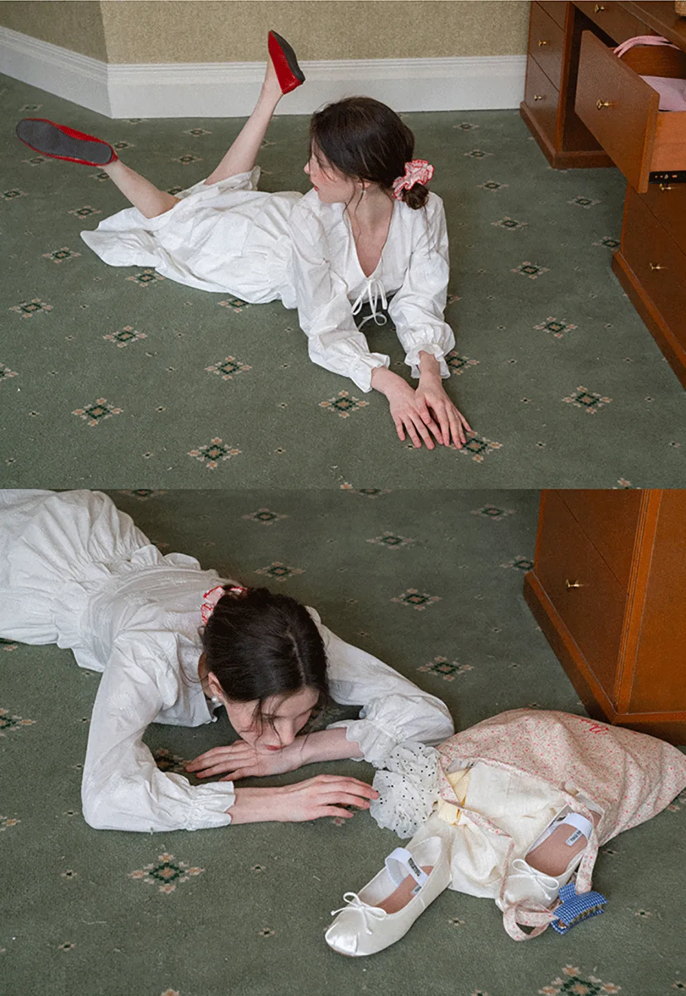 Shirt with ruffled sleeves and layered skirt