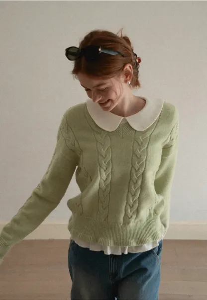 Elegant Long Sleeve Top with Ruffled Hem and Collar Design