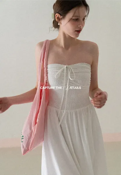 Strapless Maxi Dress with Front Bow Detail