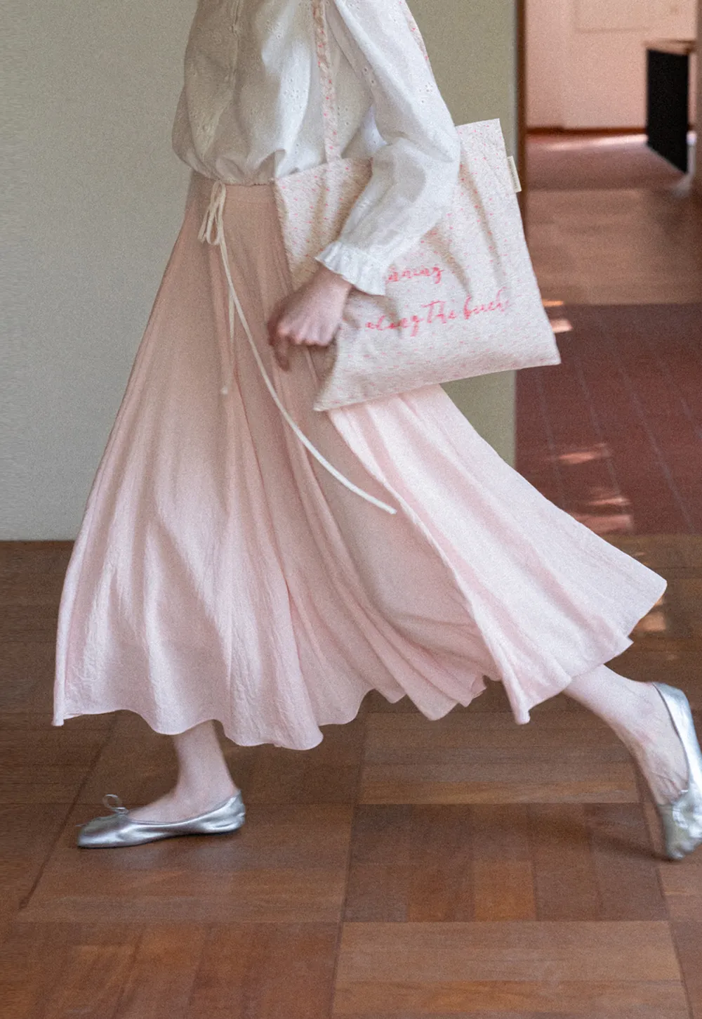 Flowy Pleated Midi Skirt with Drawstring Waist