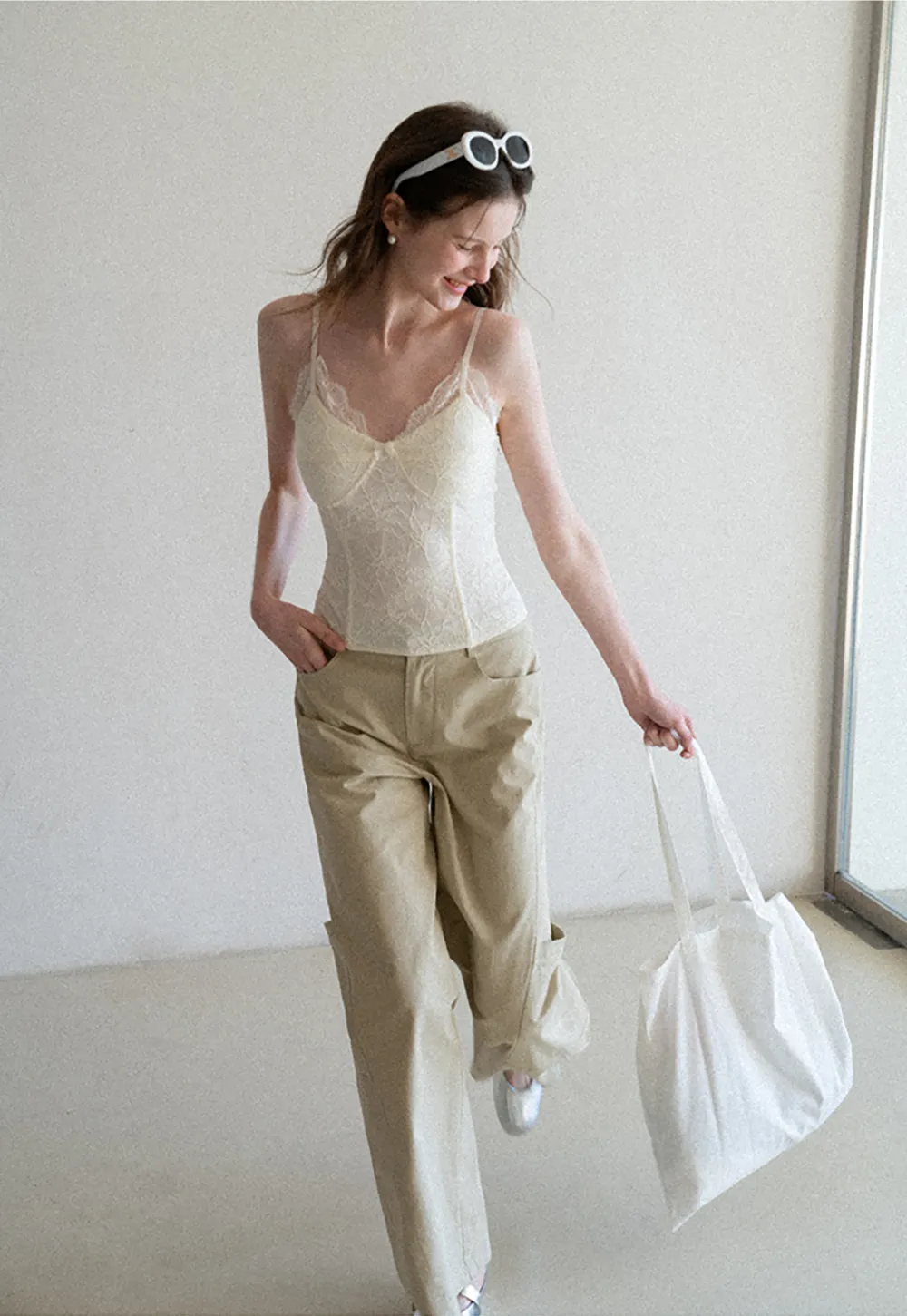 Lace Trimmed Corset Style Tank Top