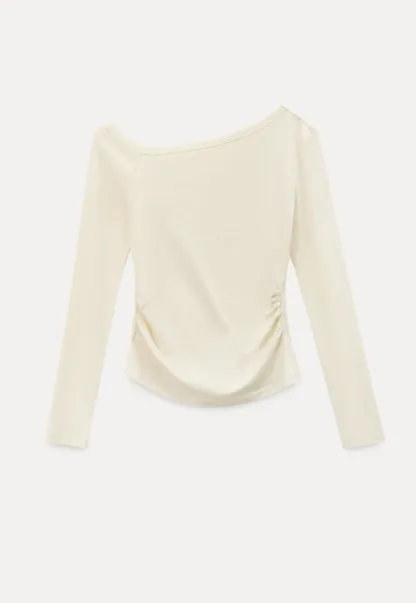 Asymmetrical long sleeve off shoulder top