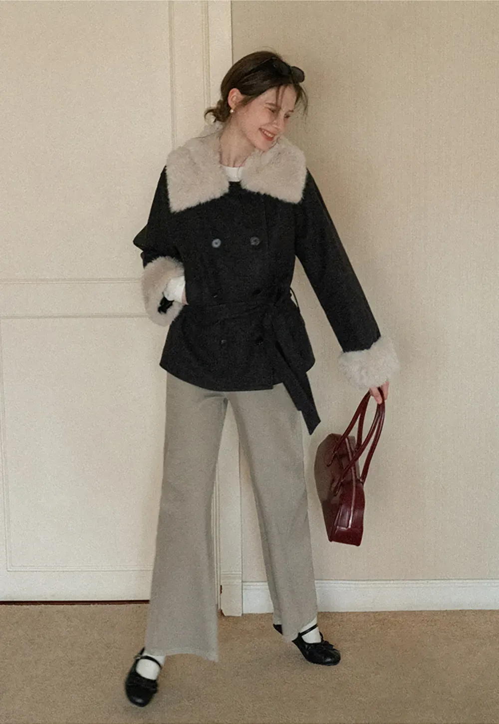 Wide leg high waist denim jeans with belt loop design