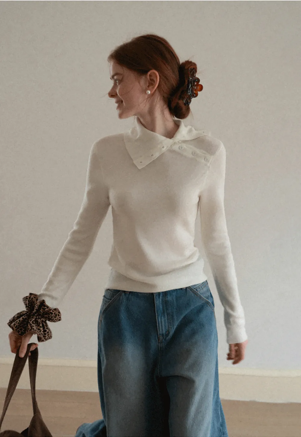 Turtleneck Sweater Long Sleeve Knitwear Women's Fitted Top