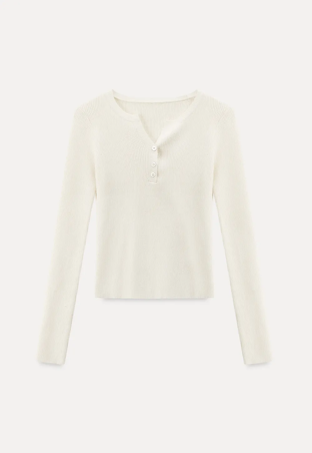 Elegant Henley Knit Top with Button Detail
