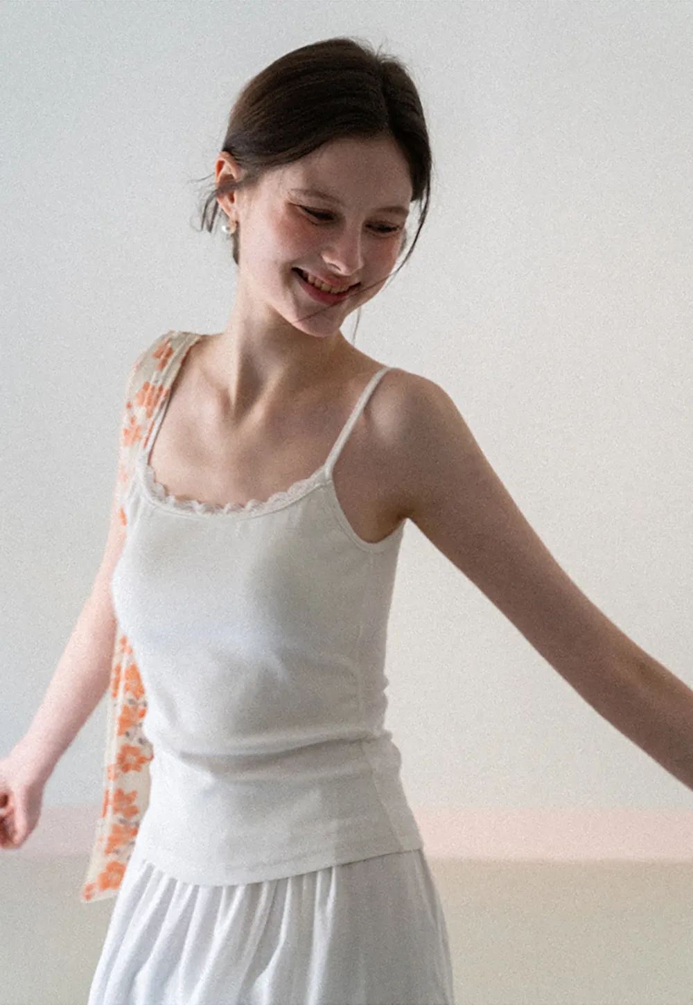 Lace Trimmed Sleeveless Camisole Top