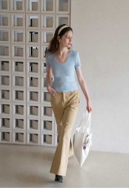 Wide Leg Casual Pants with Back Pockets