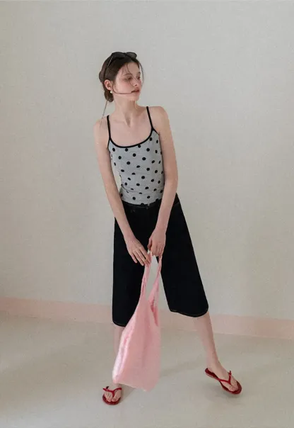 Polka Dot Tank Top with Thin Straps