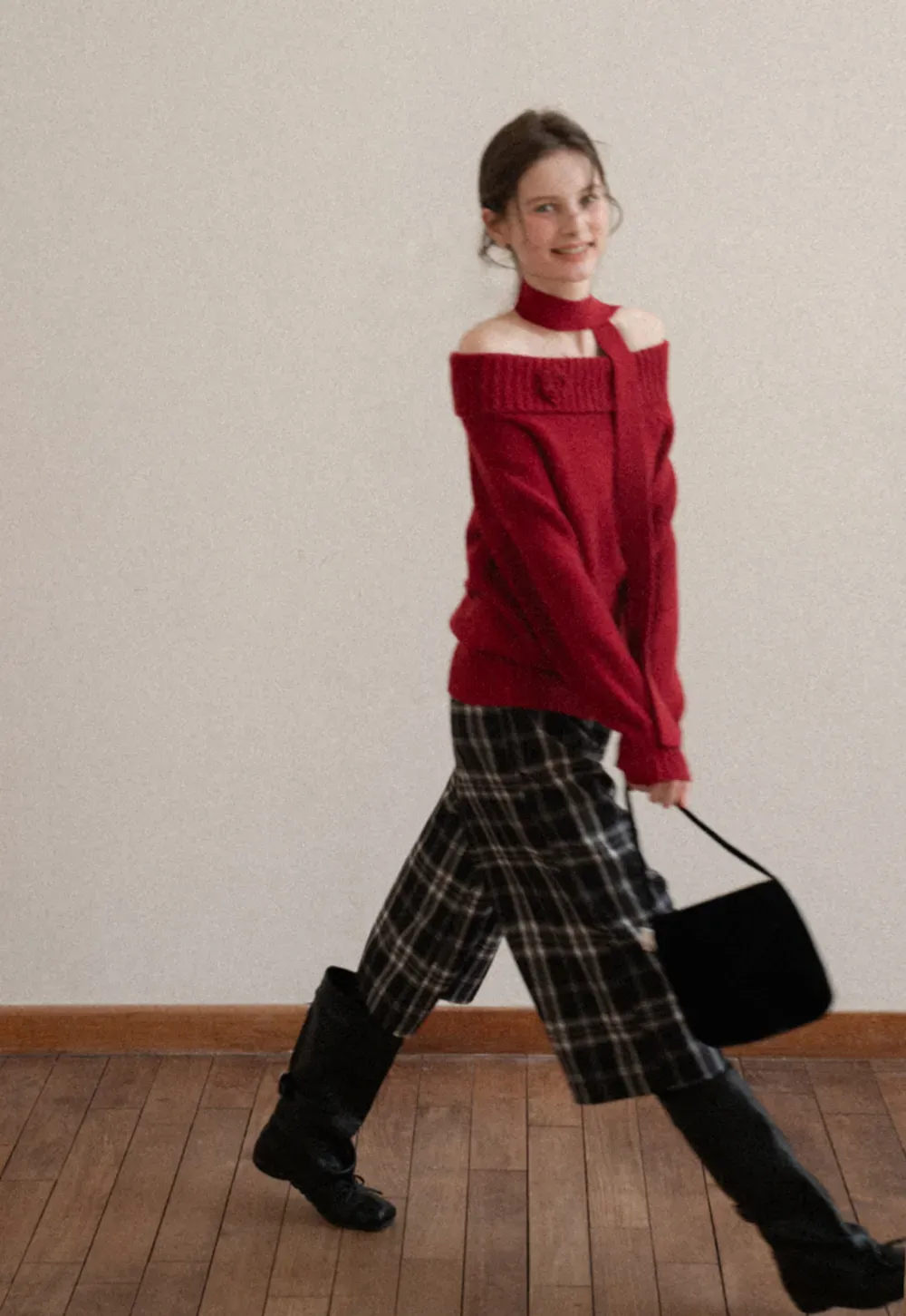 Plaid Wide Leg Pants Culottes Women's Trousers