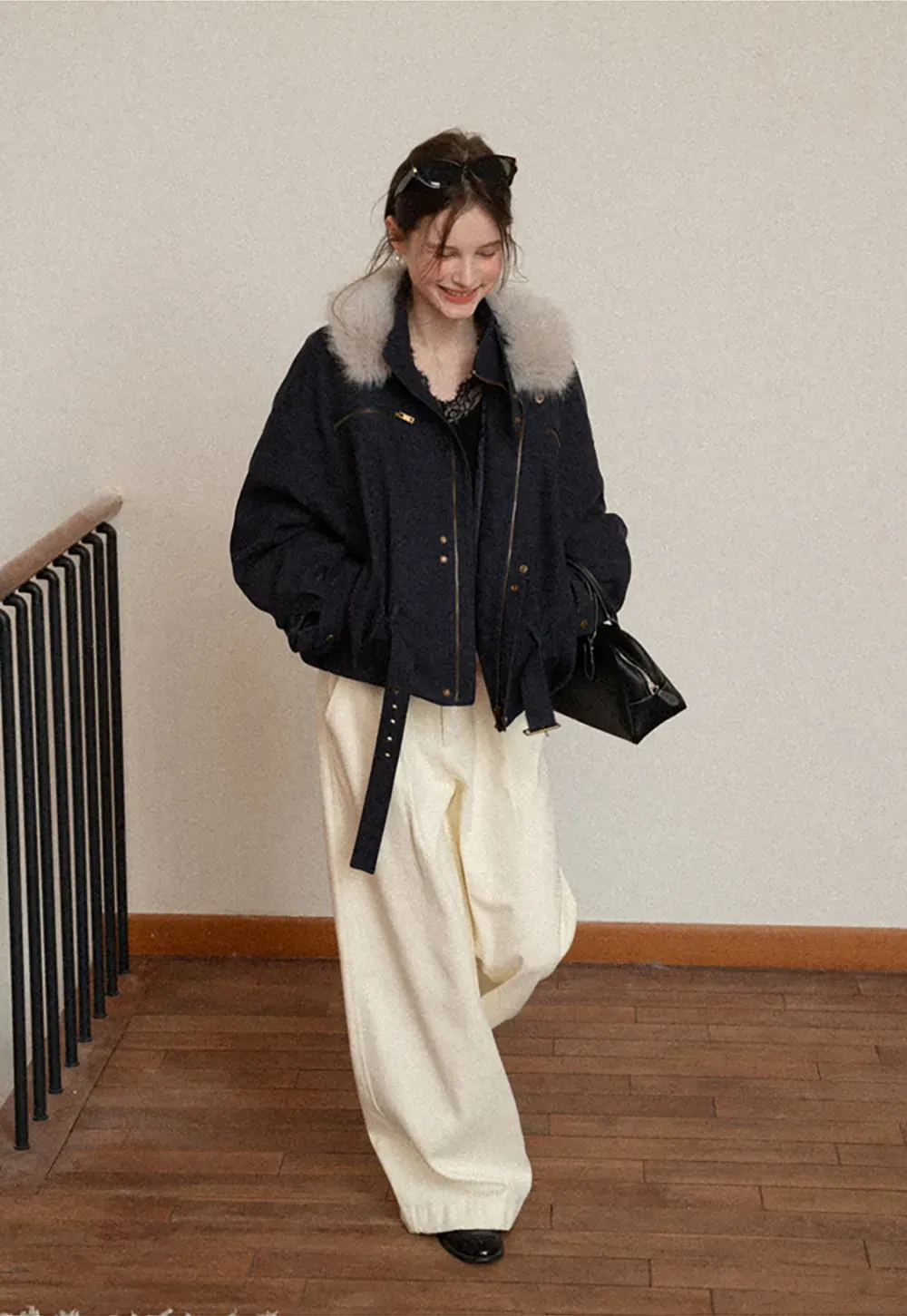 Dark Denim Wide-Leg Pants