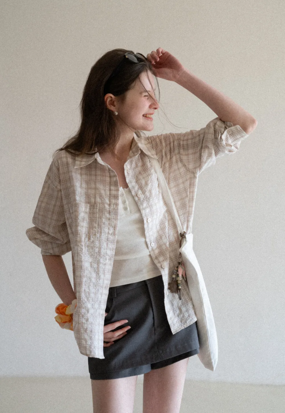 Plaid Shirt with Collar and Long Sleeves