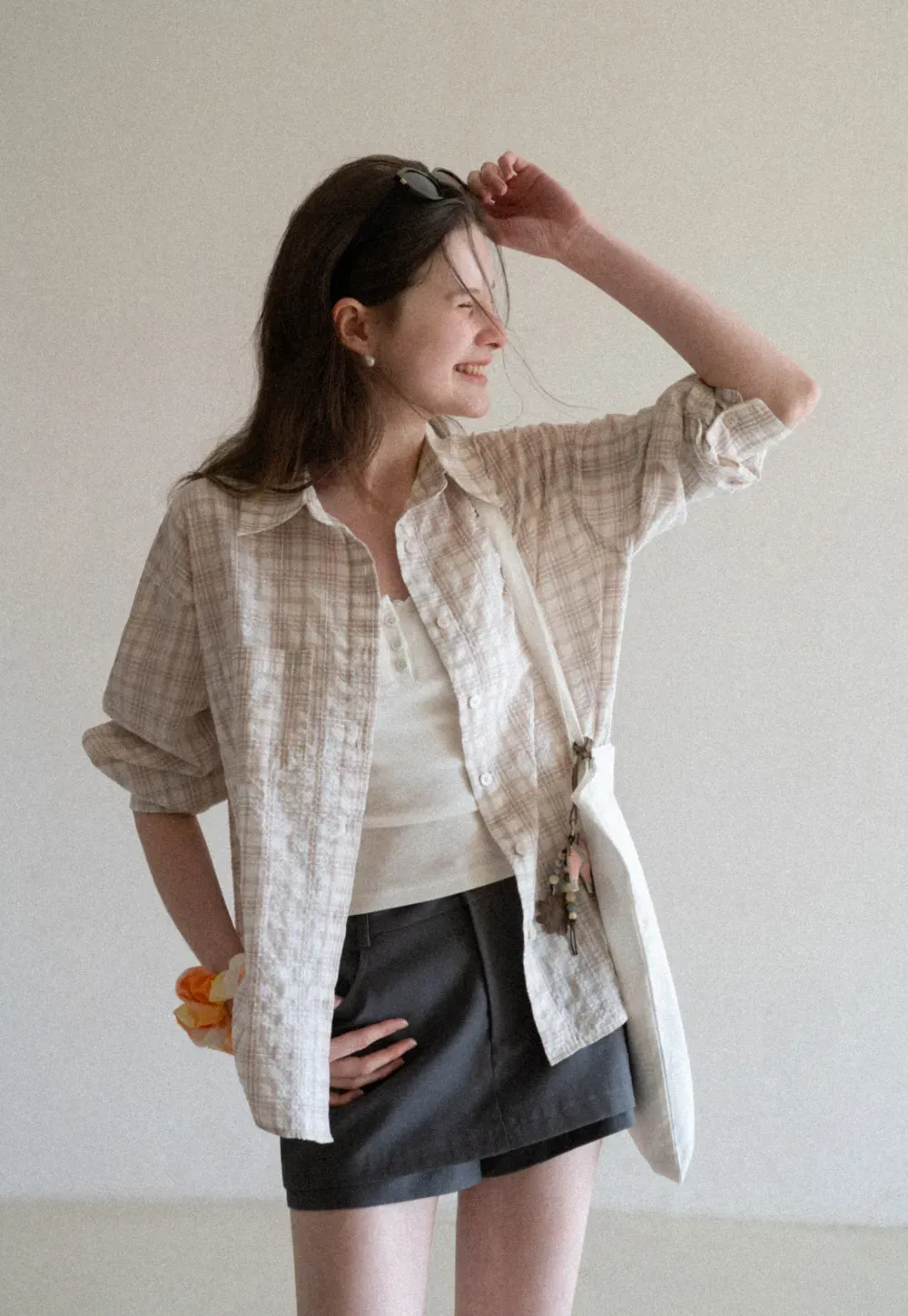 Plaid Shirt with Collar and Long Sleeves