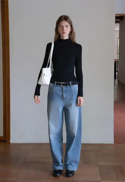 Women’s Ribbed Knit Turtleneck Sweater Top